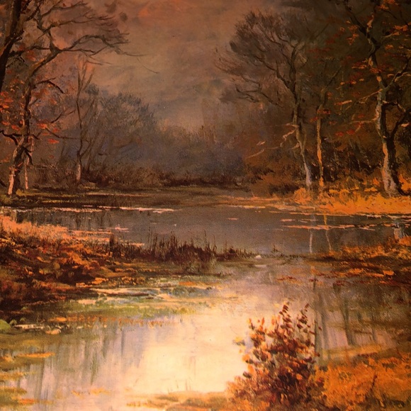 Vintage Robert Wood October Morn cork backed lithograph 17” x 11” - Picture 4 of 7